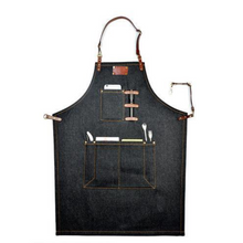 Load image into Gallery viewer, Barista Space | Barista Denim Apron with Leather Straps

